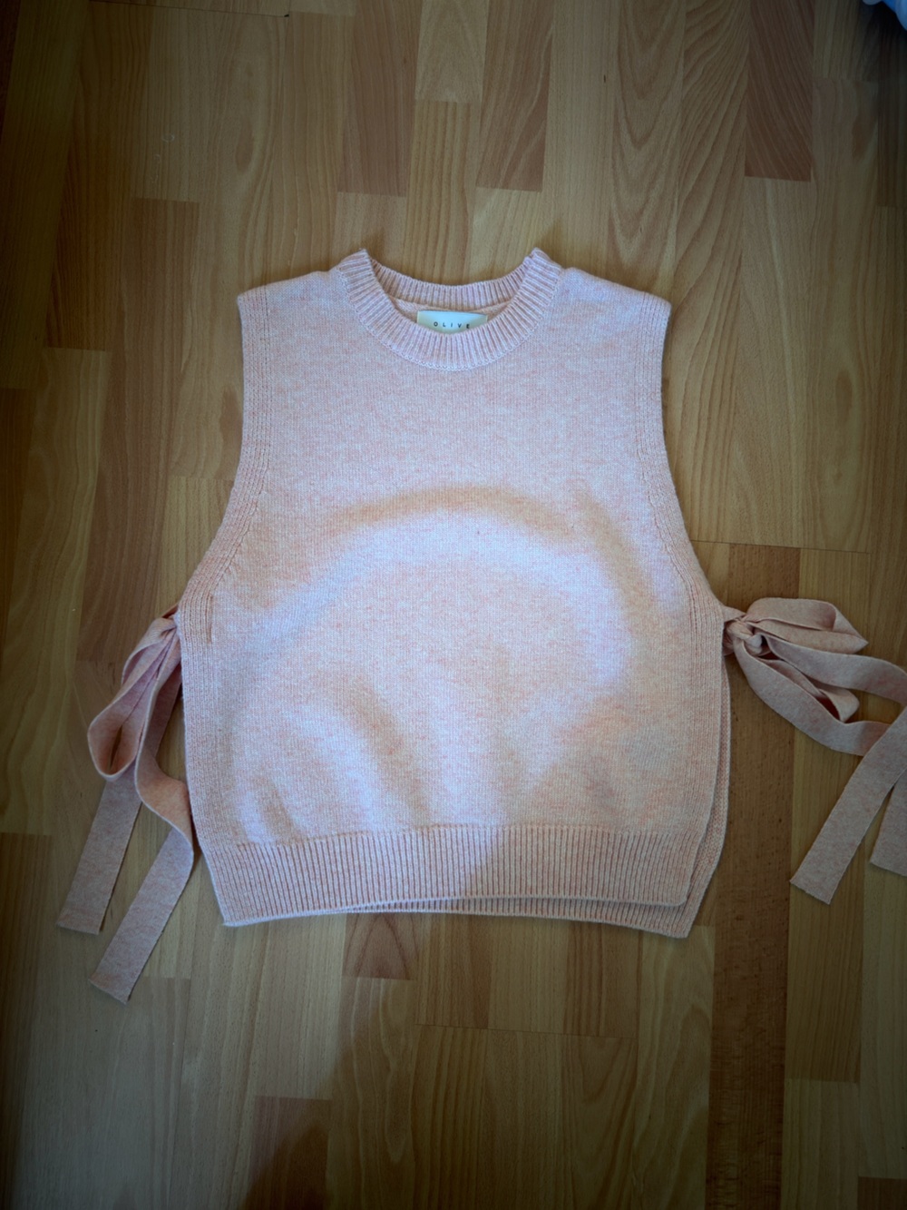 Olive Clothing Light Pink Knit Sweater Side Tie Vest